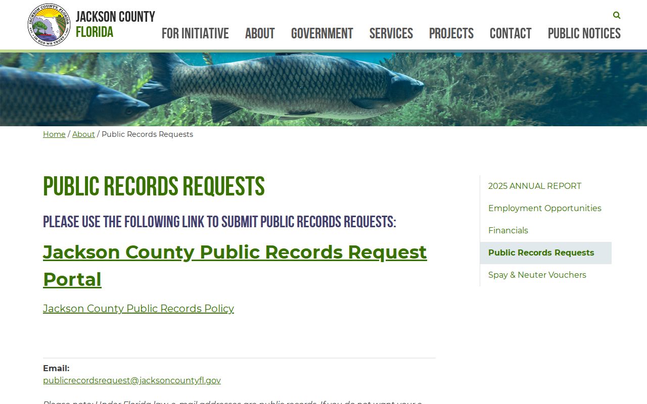 Jackson County booking record public request page